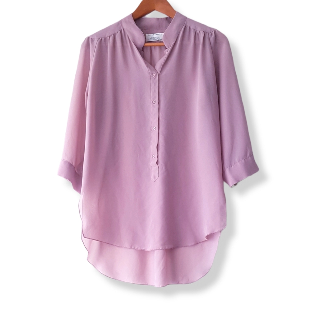 LOVE & LIBERTY Dusty Pink Long Sleeve Sheer Blouse